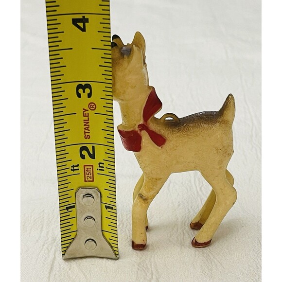 Vtg 1950s Rudolph Red Nosed Reindeer Hard Plastic Christmas Ornament - Picture 3 of 8